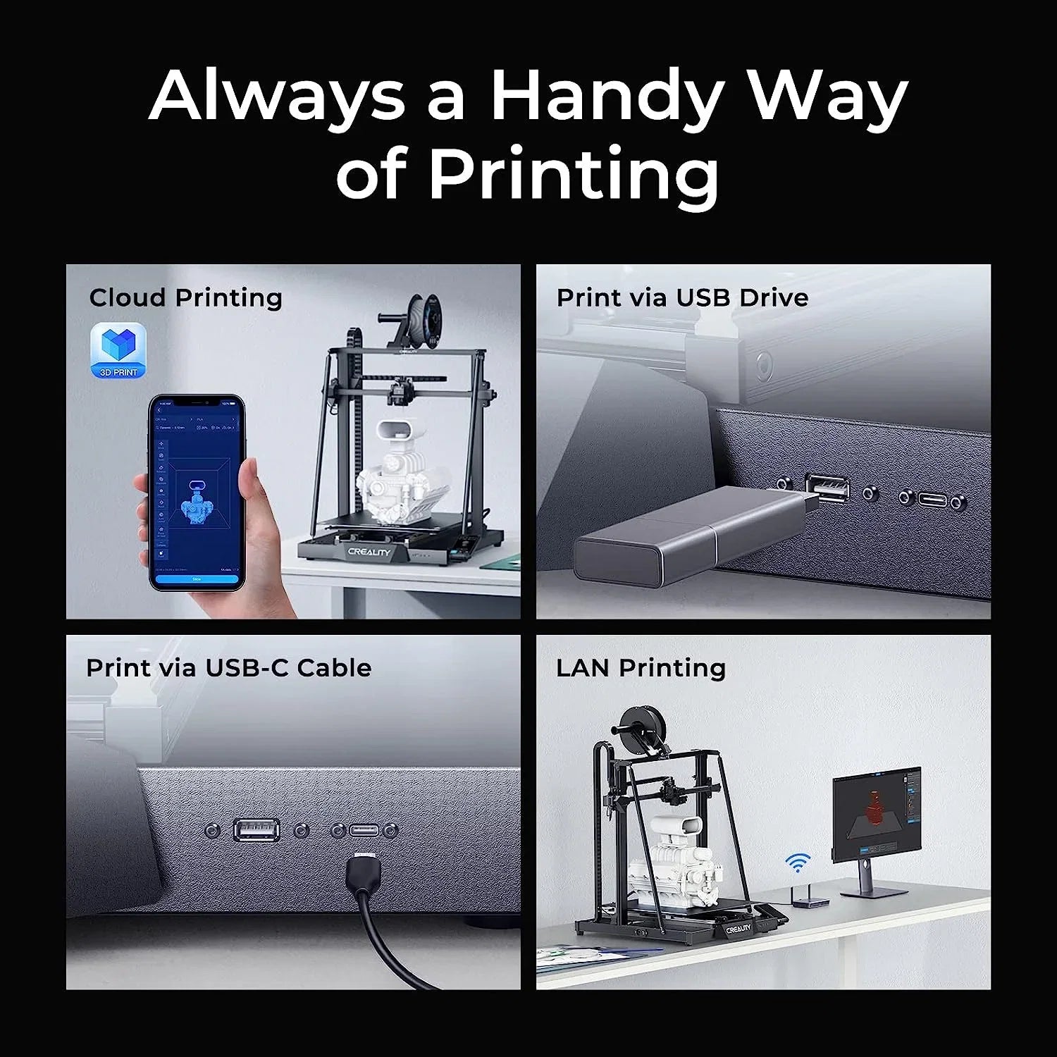 Official Creality CR-M4 FDM 3D Printer with Gift 1KG PETG Filament Sprite Dual-Gear Direct Extruder 300°C Hotend 25-Point CR Touch Auto-Leveling Flexible Fast-Heating Bed 17.71x17.71x18.5in Print Size